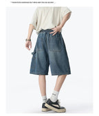 American Street "Rivet" Denim Shorts – Loose Hip - Hop Five - Quarter Pants - StepByStepNow