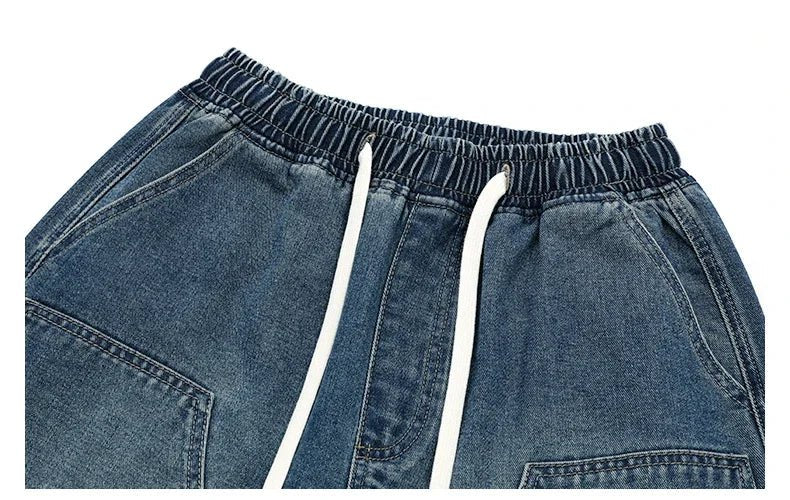 American Street "Rivet" Denim Shorts – Loose Hip - Hop Five - Quarter Pants - StepByStepNow