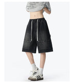 American Street "Rivet" Denim Shorts – Loose Hip - Hop Five - Quarter Pants - StepByStepNow