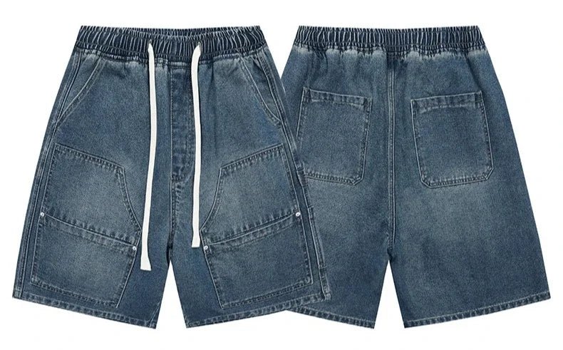 American Street "Rivet" Denim Shorts – Loose Hip - Hop Five - Quarter Pants - StepByStepNow
