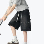 American Street "Rivet" Denim Shorts – Loose Hip - Hop Five - Quarter Pants - StepByStepNow