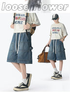 American Street "Rivet" Denim Shorts – Loose Hip - Hop Five - Quarter Pants - StepByStepNow