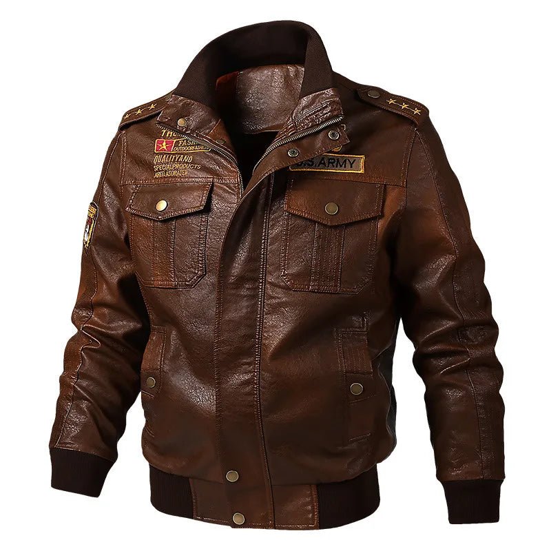 American workwear jacket, pilot tactical leather jacket, men's spring and autumn motorcycle suit, men's leather jacket M - 6XL - StepByStep