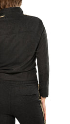 Animal Print Sleeve - Stripe Track Jacket - StepByStep