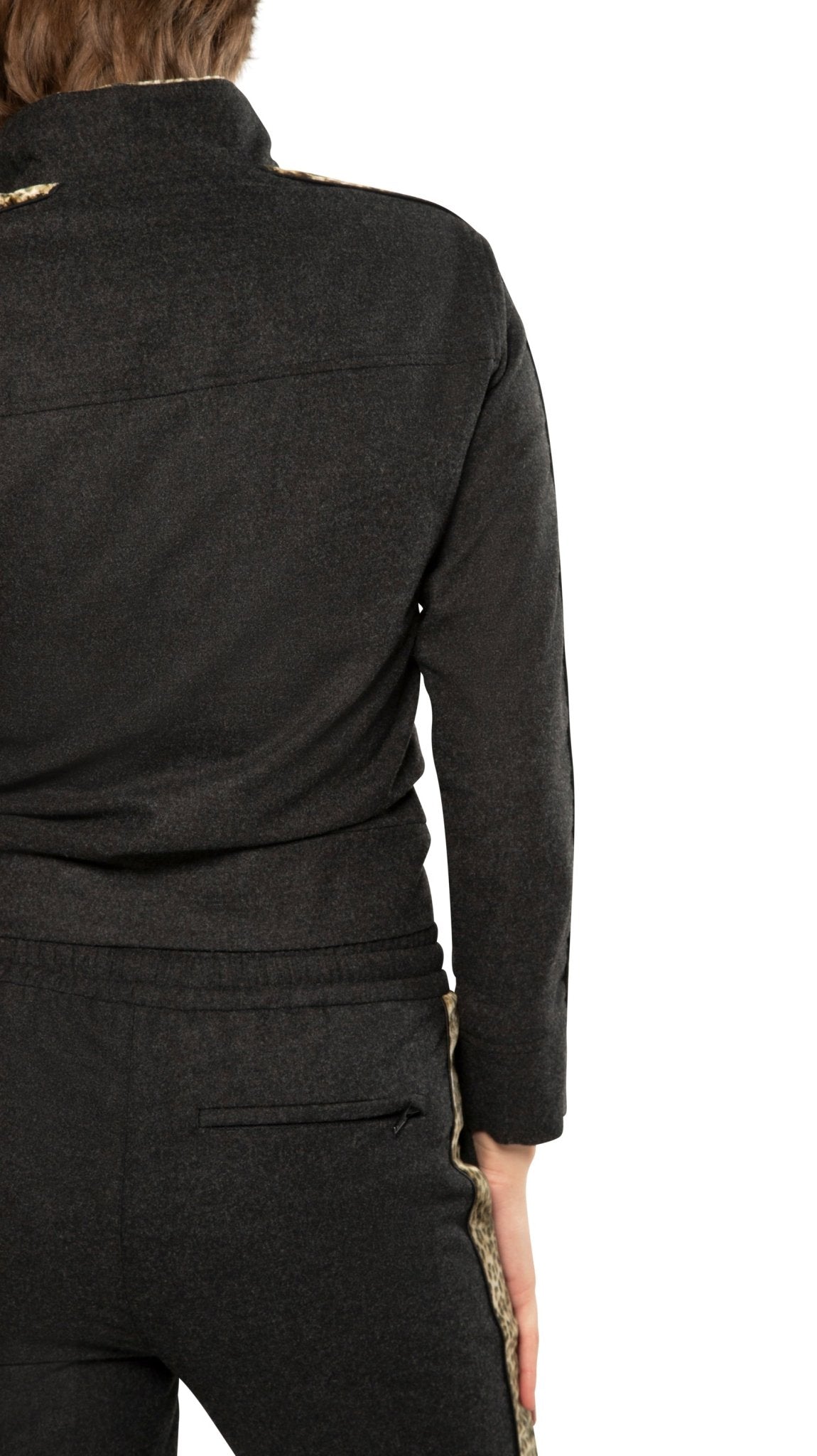 Animal Print Sleeve - Stripe Track Jacket - StepByStep