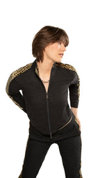 Animal Print Sleeve - Stripe Track Jacket - StepByStep