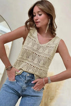 Apricot V - Neck Crochet Vest - StepByStep