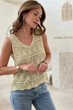 Apricot V - Neck Crochet Vest - StepByStep