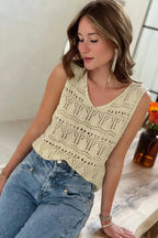 Apricot V - Neck Crochet Vest - StepByStep