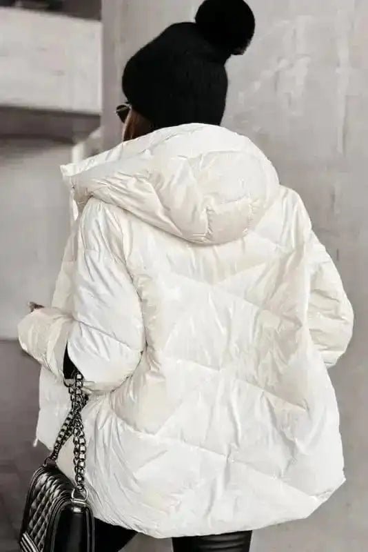 ArcticShield White Quilted Puffer Jacket – Stay Warm in Style - StepByStep