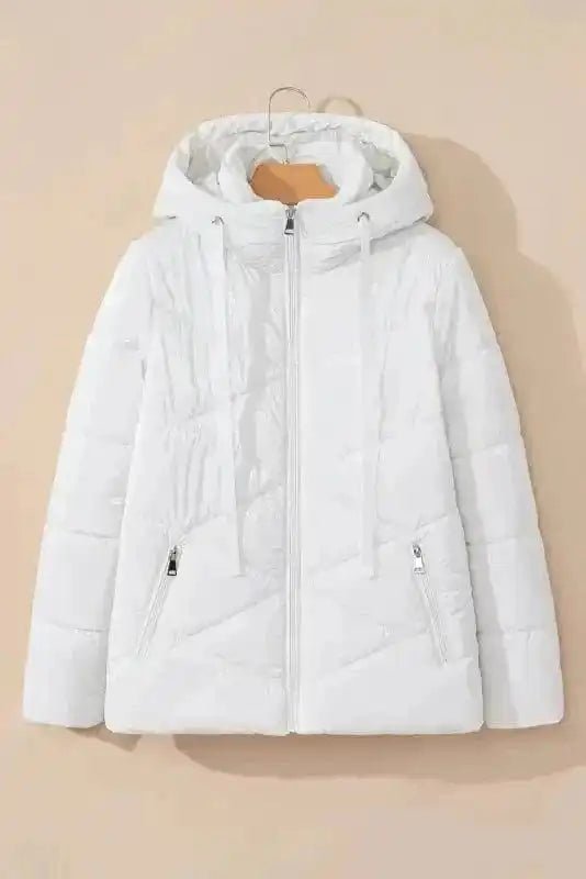 ArcticShield White Quilted Puffer Jacket – Stay Warm in Style - StepByStep