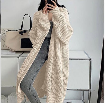 Autumn And Winter Long Sweater Women's Loose All - matching Base Long - sleeved Knitted Cardigan - StepByStepNow