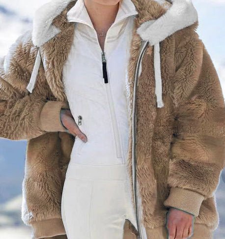 Autumn And Winter Loose Plush Zipper Hooded Jacket - StepByStepNow