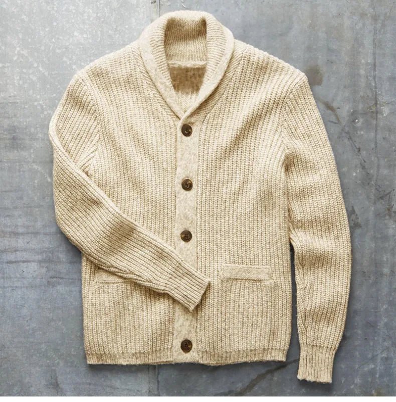 Autunno e inverno nuovi uomini tinta unita risvolto maglione spesso manica lunga gentiluomo uomo tempo libero Cardigan all'aperto maglione cappotto - StepByStepNow