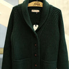 Autunno Inverno Nuovi maglioni alla moda Classico pullover retrò Maillard Cardigan versatile con colletto alla frutta verde ispessito pesante - StepByStepNow