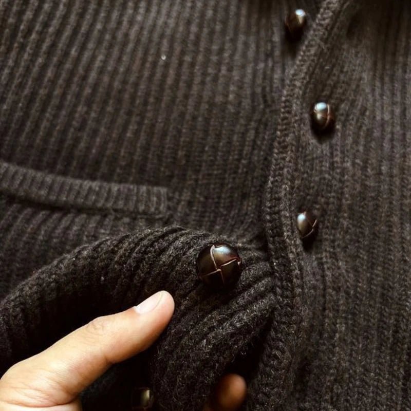 Autunno Inverno Nuovi maglioni alla moda Classico pullover retrò Maillard Cardigan versatile con colletto alla frutta verde ispessito pesante - StepByStepNow