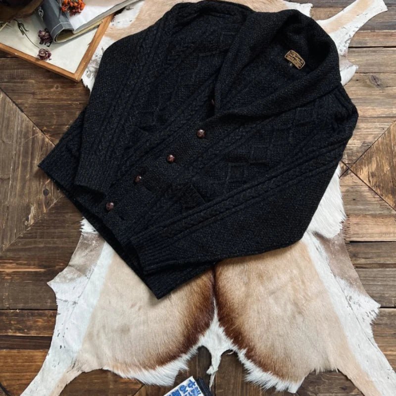 Autunno Inverno Nuovi maglioni alla moda Classico pullover retrò Maillard Cardigan versatile con colletto alla frutta verde ispessito pesante - StepByStepNow