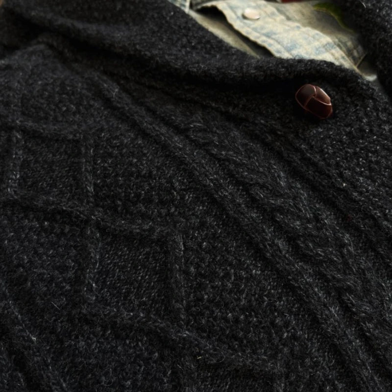 Autunno Inverno Nuovi maglioni alla moda Classico pullover retrò Maillard Cardigan versatile con colletto alla frutta verde ispessito pesante - StepByStepNow