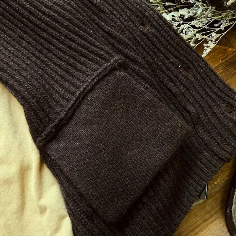 Autunno Inverno Nuovi maglioni alla moda Classico pullover retrò Maillard Cardigan versatile con colletto alla frutta verde ispessito pesante - StepByStepNow