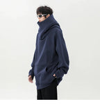 Autunno nuova felpa a collo alto da uomo con colletto pile up felpa con cappuccio Harajuku stile college Ninja felpa sportiva casual coppia allentata - StepByStepNow