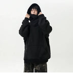 Autunno nuova felpa a collo alto da uomo con colletto pile up felpa con cappuccio Harajuku stile college Ninja felpa sportiva casual coppia allentata - StepByStepNow