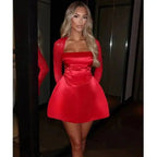 Abito sexy da club con scollo button e manica lunga, autunnale - StepByStepNow