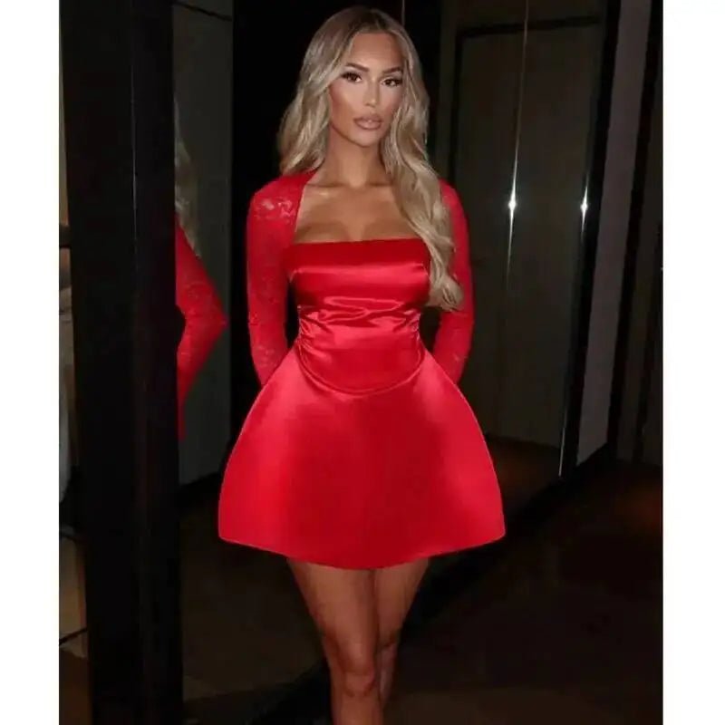 Abito sexy da club con scollo button e manica lunga, autunnale - StepByStepNow