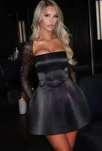 Abito sexy da club con scollo button e manica lunga, autunnale - StepByStepNow