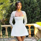 Abito sexy da club con scollo button e manica lunga, autunnale - StepByStepNow