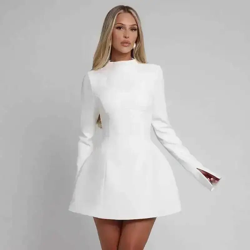 Abito sexy da club con scollo button e manica lunga, autunnale - StepByStepNow