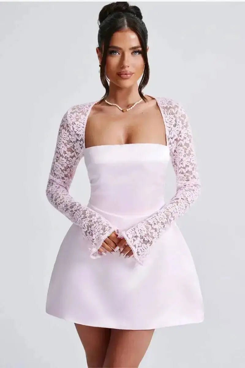 Abito sexy da club con scollo button e manica lunga, autunnale - StepByStepNow