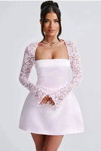 Abito sexy da club con scollo button e manica lunga, autunnale - StepByStepNow