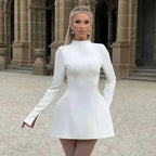 Abito sexy da club con scollo button e manica lunga, autunnale - StepByStepNow