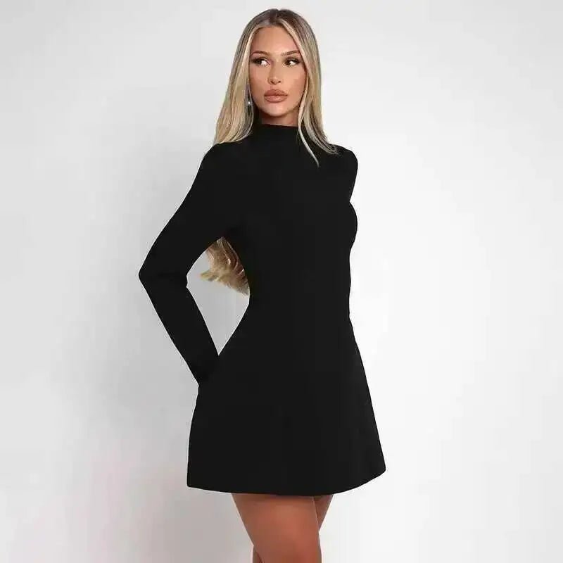 Abito sexy da club con scollo button e manica lunga, autunnale - StepByStepNow