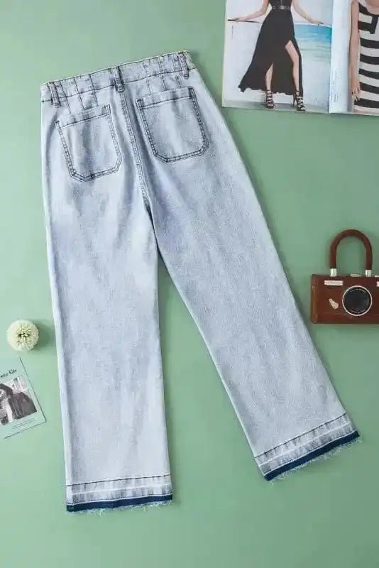 Beau Blue Acid - Washed Cropped Jeans - StepByStep