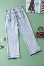 Beau Blue Acid - Washed Cropped Jeans - StepByStep