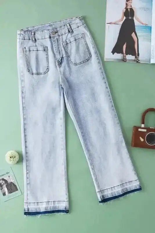 Beau Blue Acid - Washed Cropped Jeans - StepByStep