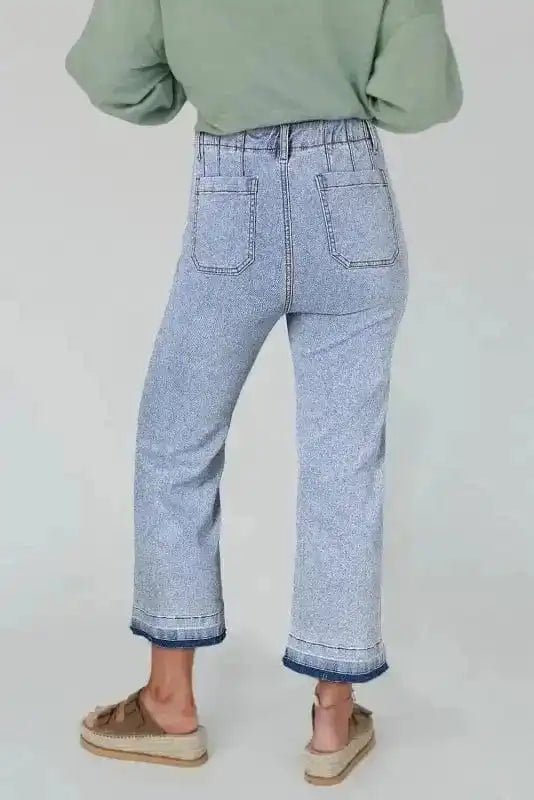 Beau Blue Acid - Washed Cropped Jeans - StepByStep