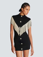 Black Mini Bodycon Dress with Button Tassel For Women, Meatpacking District, BYMANYC New York. - StepByStep