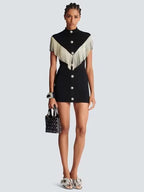 Black Mini Bodycon Dress with Button Tassel For Women, Meatpacking District, BYMANYC New York. - StepByStep