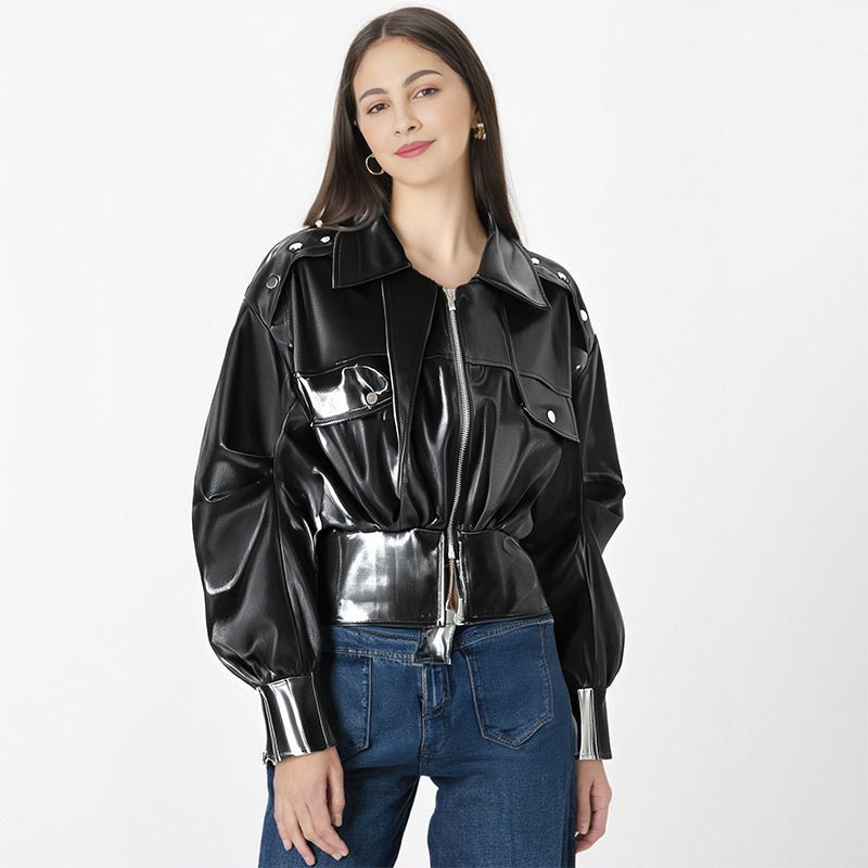 Black Motorcycle Style Jacket For Women, East Village, BYMANYC New York. - StepByStep