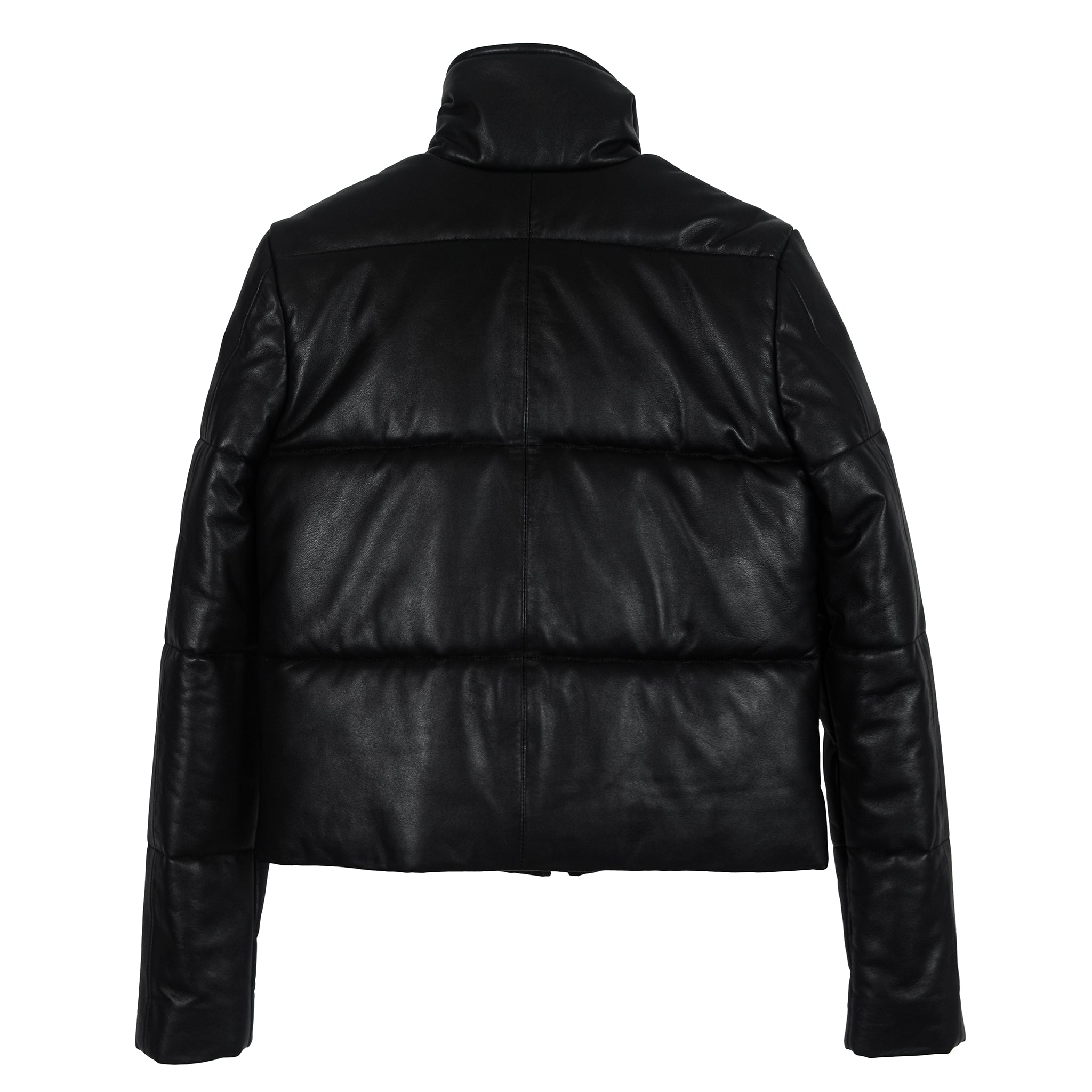 Black Puffer Leather Jacket - StepByStep