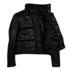 Black Puffer Leather Jacket - StepByStep