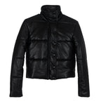 Black Puffer Leather Jacket - StepByStep