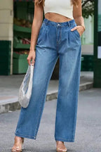 Blue Slouchy Wide Leg Jeans - StepByStep