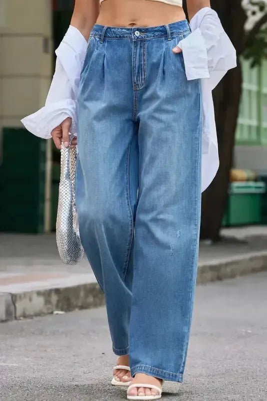 Blue Slouchy Wide Leg Jeans - StepByStep