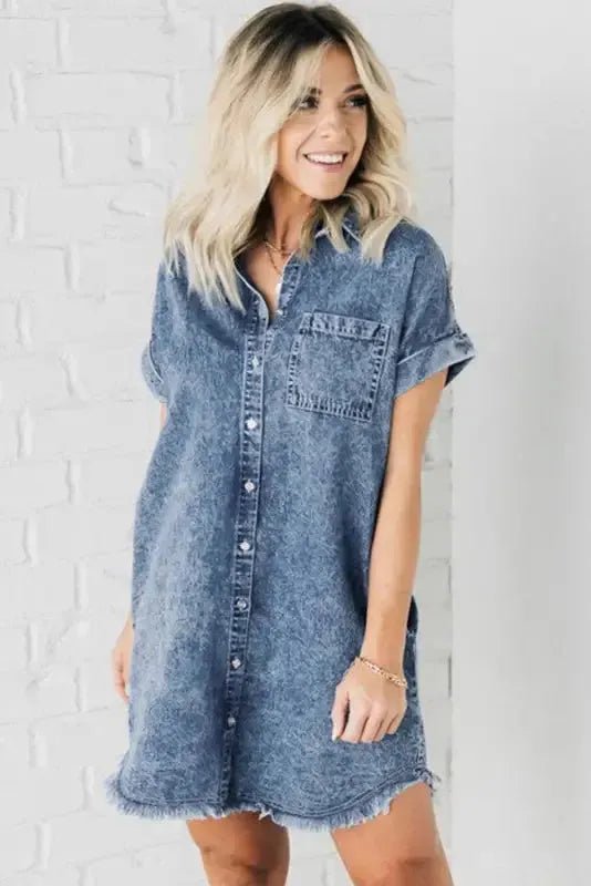 Blue Wash Mini Denim Dress - StepByStep