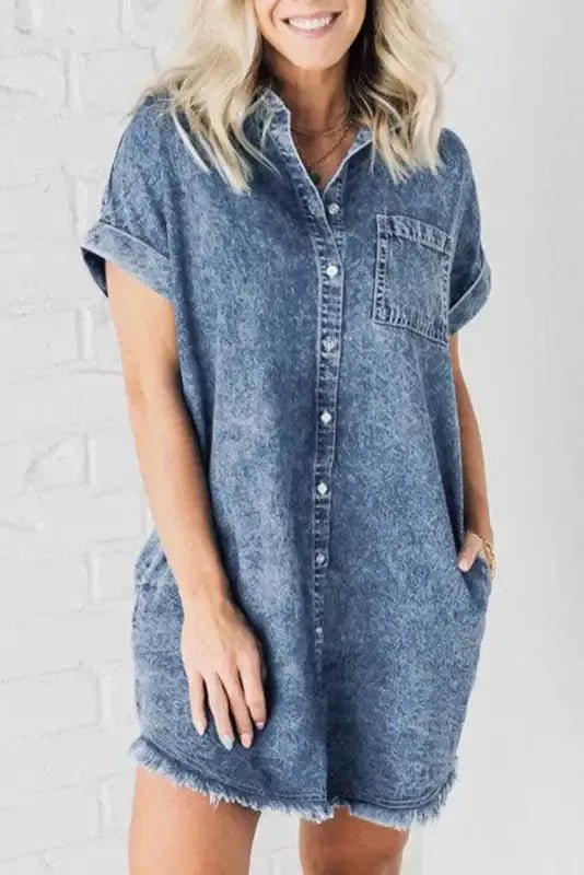 Blue Wash Mini Denim Dress - StepByStep
