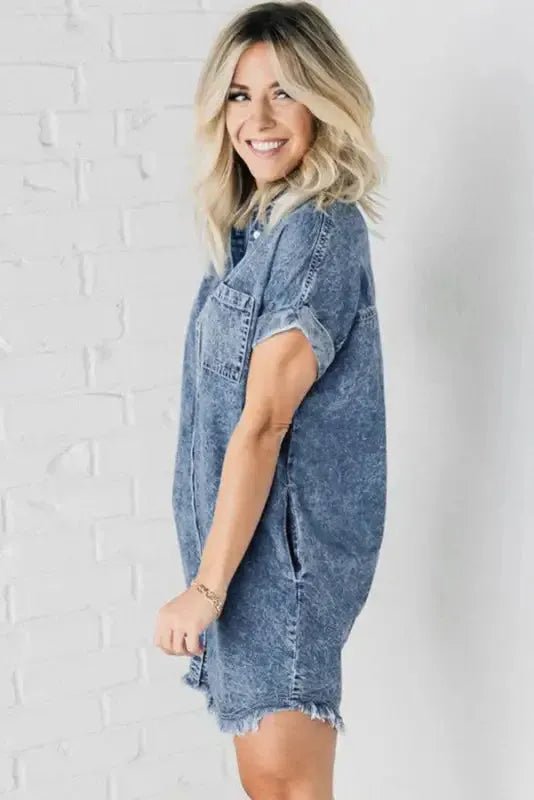 Blue Wash Mini Denim Dress - StepByStep