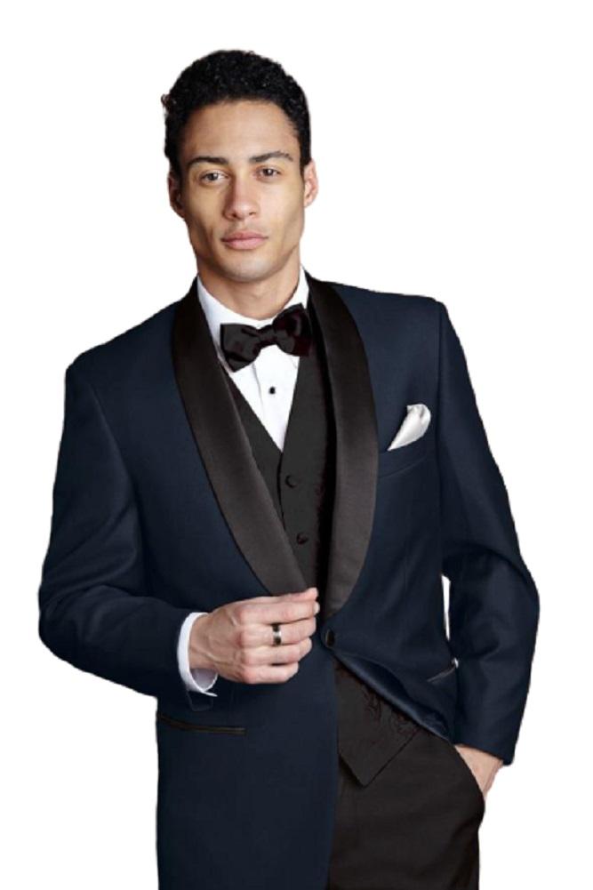 "Bradford" Navy Tuxedo Jacket Shawl (Separates) - StepByStepNow